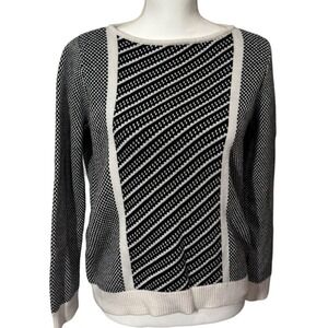 The Limited Sweater Black White Striped Geometric Knit Women's Size M